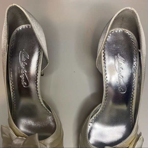 DAVIDS Bridals Michelangelo Mirabelle Mercury Bow Ivory Pump Heels dressy - Picture 4 of 11